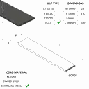 [20600143] FLAT BELT 25/P2,5 TOTALLY COVERED STAINLESS STEEL GROOVES 100M