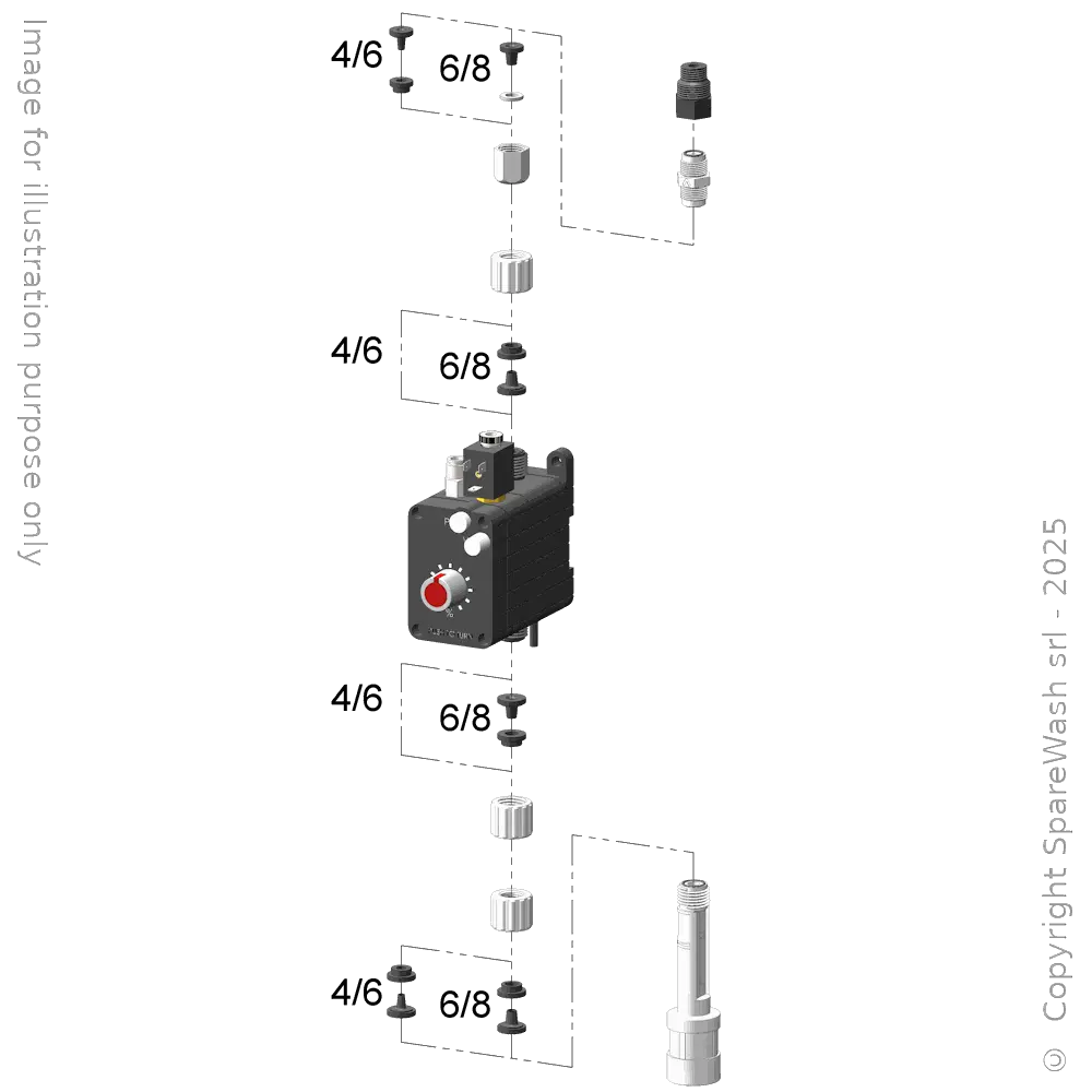 [40100494] POMPA DOSATRICE PNEUMATICA 3L/H 24VDC EPDM + INIEZIONE G3/8 + FONDO
