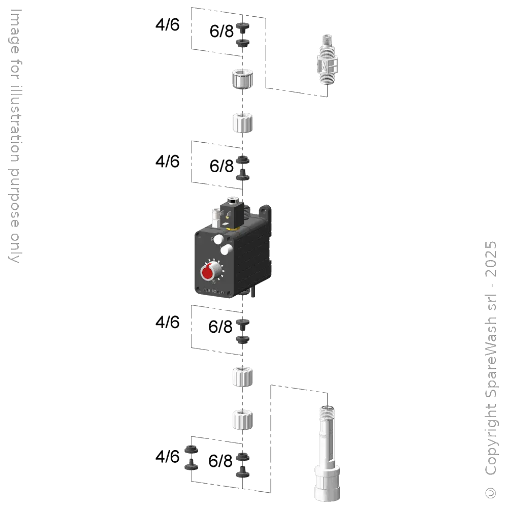 [40100623] POMPA DOSATRICE PNEUMATICA 12L/H 24VDC EPDM + INIEZIONE G1/4 - G1/2 + FONDO