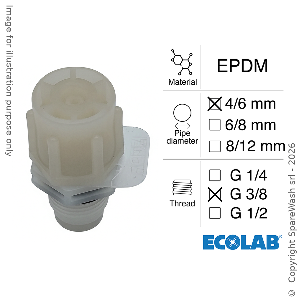 SOUPAPE D'INJECTION G3/8 TUYAU 4/6 EPDM