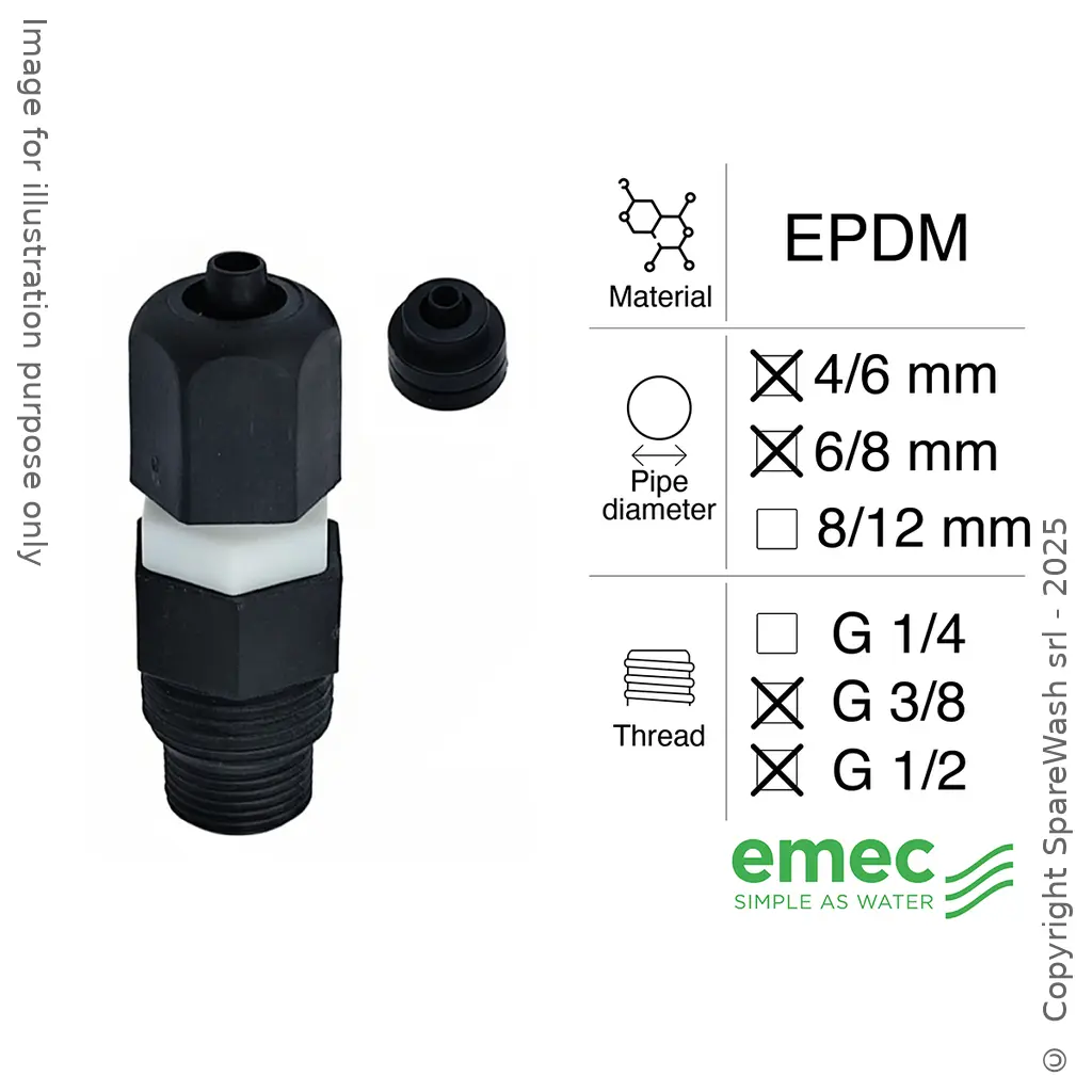 METERING VALVE G3/8 HOSE 4/6 - 6/8 EPDM