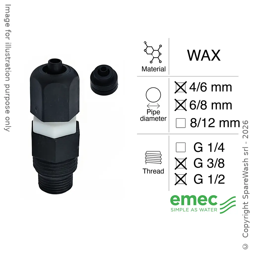 VÁLVULA DE INYECCIÓN G3/8 LATIGUILLO 4/6 - 6/8 WAX