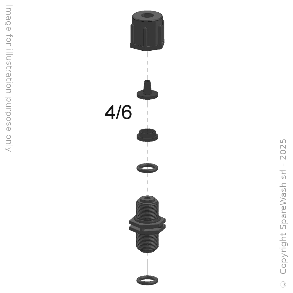 [40300559] SOUPAPE D'ASPIRATION ET SORTIE G3/8 TUYAU 4/6 VITON