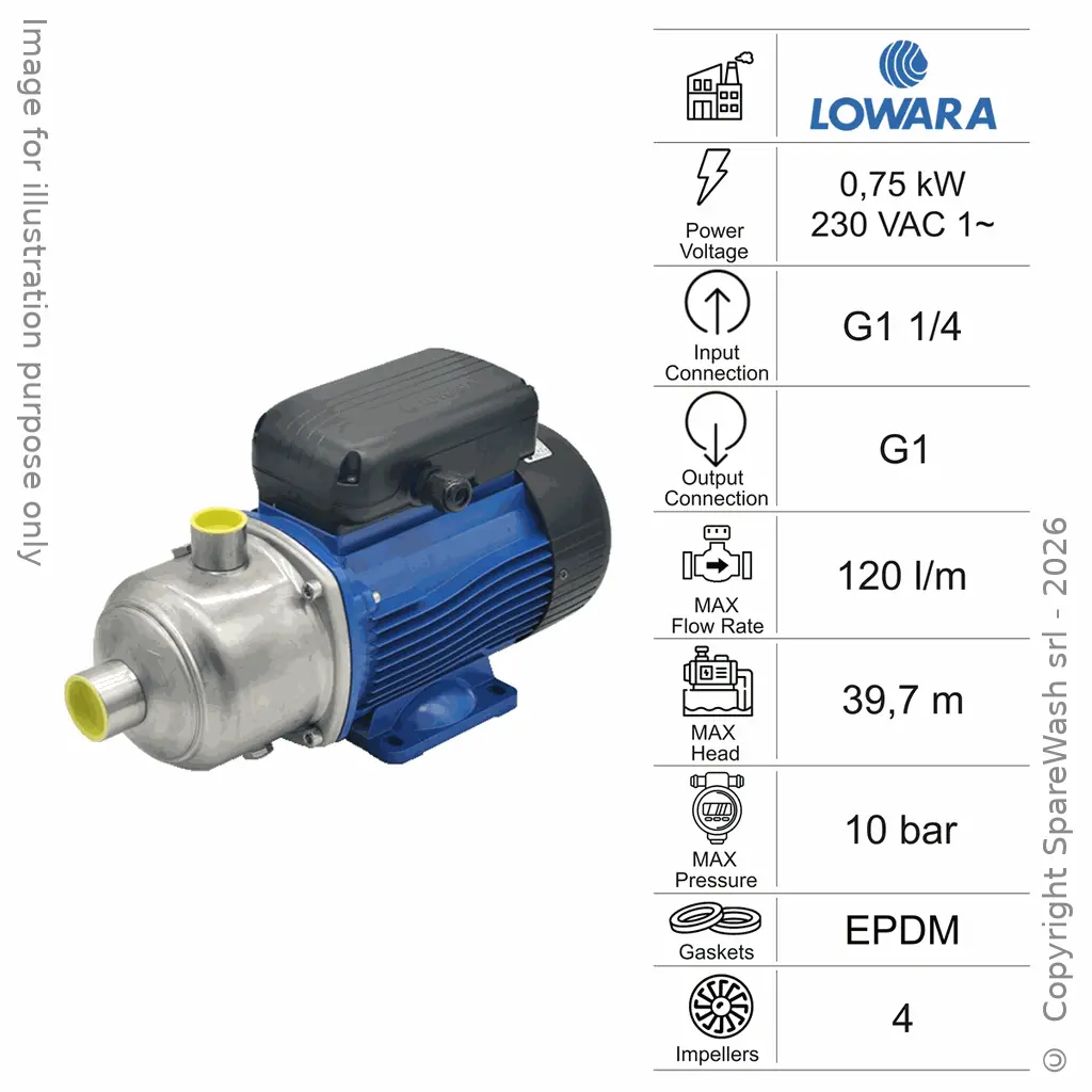 BOMBA CENTRIFUGA MULTIETAPA HORIZONTAL LOWARA 5HM04P 0,75KW 230V