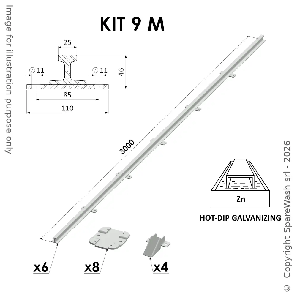 KIT BINARI ANTIRIBALTAMENTO W25 L9000 ACCIAIO ZINCATO