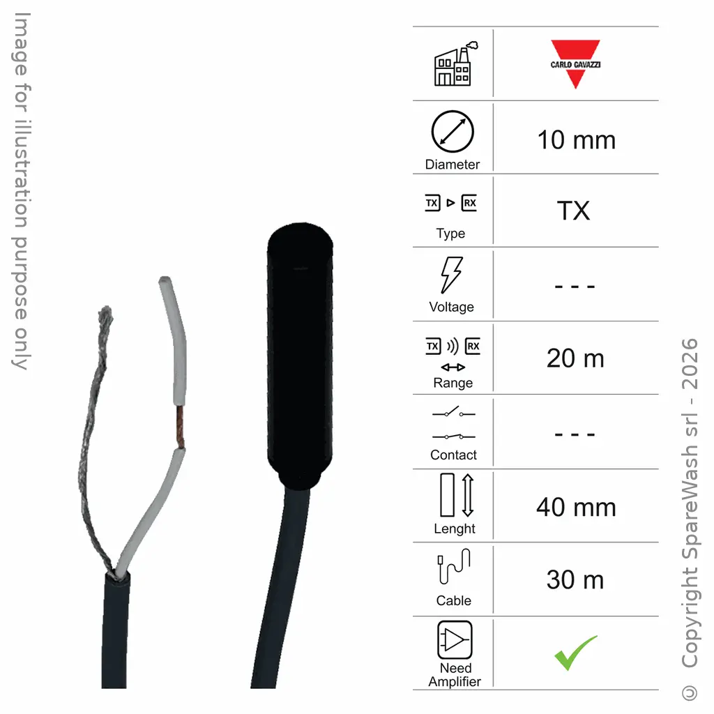 FOTOCÉLULA EMISORA D10 L40 - CABLE 30M - ALCANCE 20M - AMP