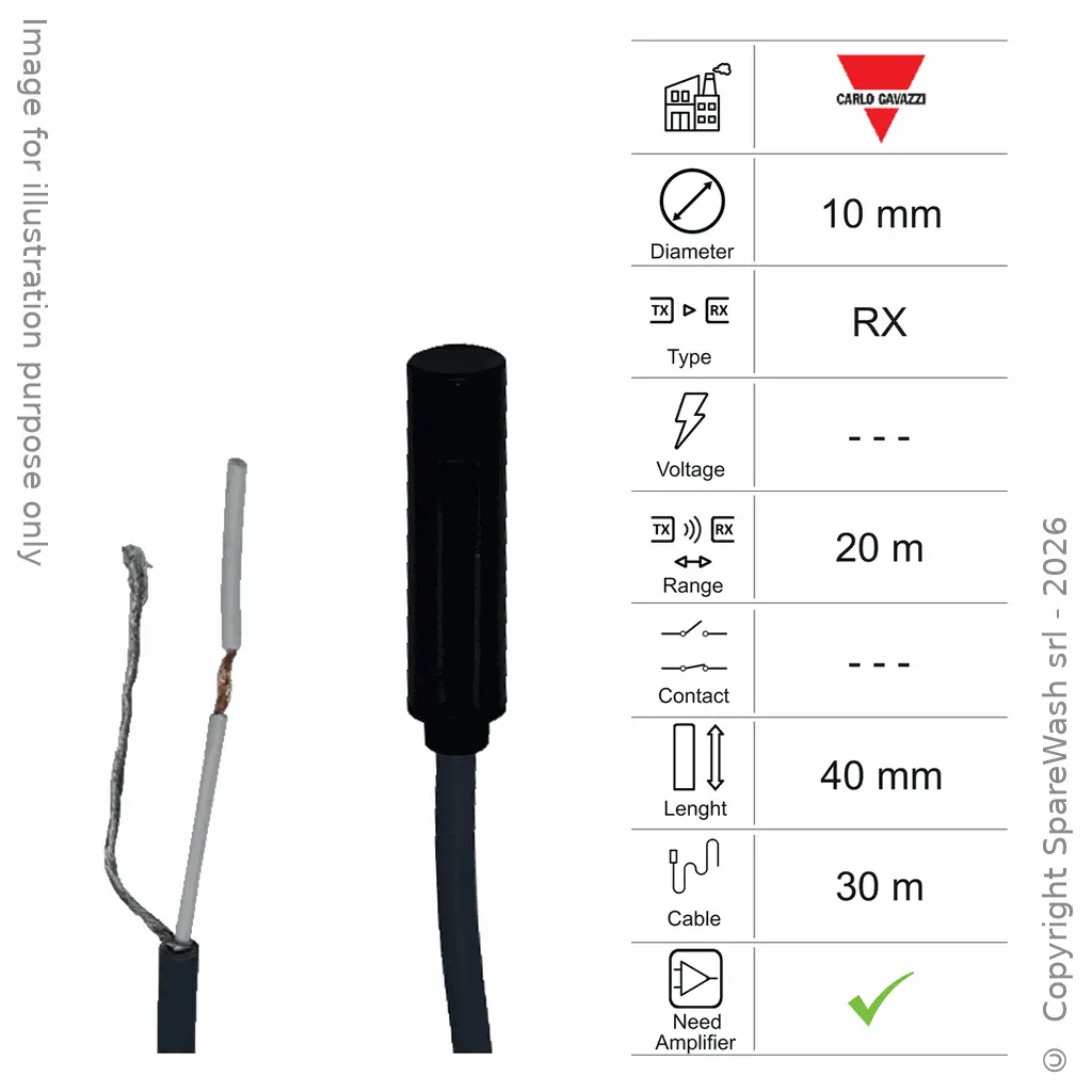 LICHTEMPFÄNGER D10 L40 - KABEL 30M - REICHWEITE  20M - AMP