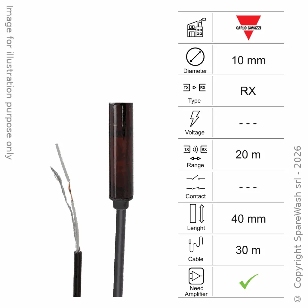 RECEIVER PHOTOCELL D10 L40 - CABLE 30M - RANGE 20M - AMP