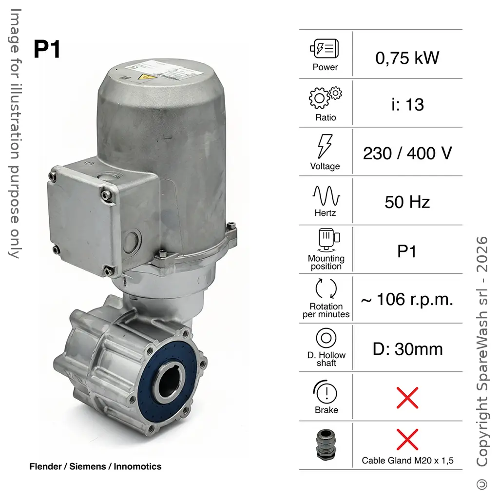 MOTORÉDUCTEUR FLENDER 0,75KW I:13 106,2RPM 230-400V 50HZ