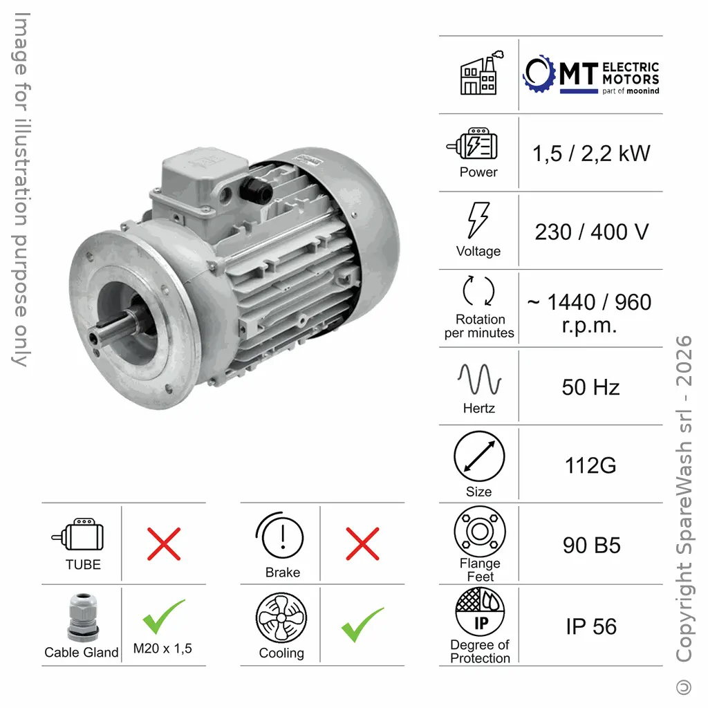 MOTORE 1,5/2,2KW 112G 90B5 4/6P 400V 50HZ IP56 CV