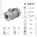 MOTORE 1,5/2,2KW 112G 90B5 4/6P 400V 50HZ IP56 CV