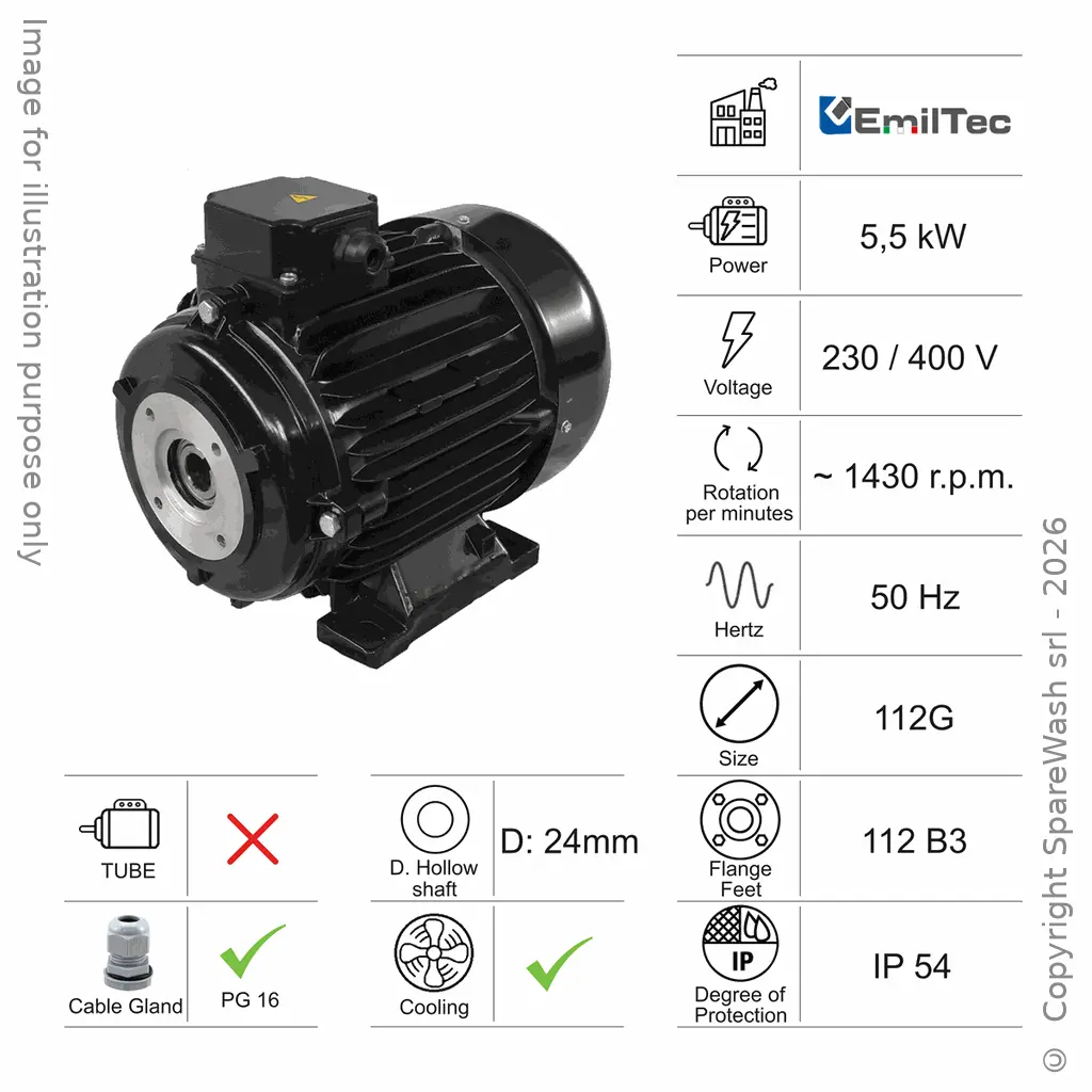 MOTEUR 5,5KW 112G B3 4P 230-400V 50HZ IP54 CV
