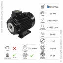 MOTEUR 5,5KW 112G B3 4P 230-400V 50HZ IP54 CV