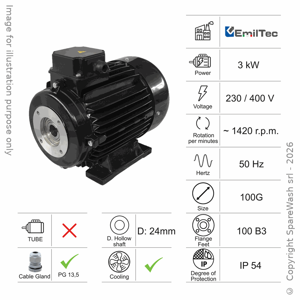 [10100554] MOTEUR 3KW 100G B3 4P 230-400V 50HZ IP54 CV