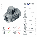 MOTOR 0,75KW 71G B14 4P 115-200V 50HZ IP56 SV