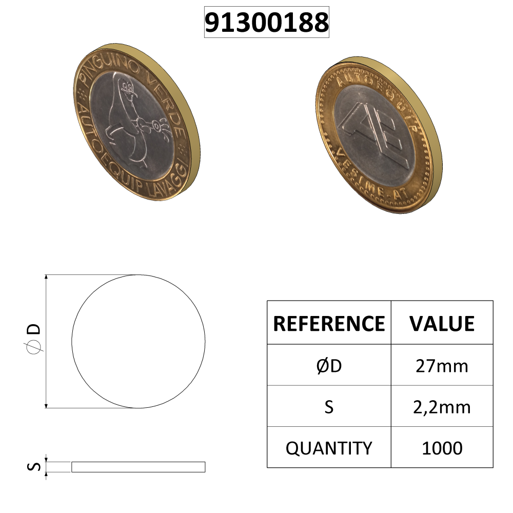 JETON AE D27 MODÈLE B X1000