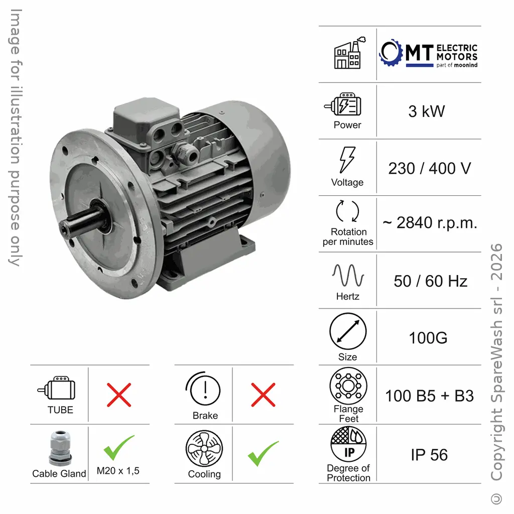 MOTOR 3KW 100G B5+B3 2P 230-400V 50/60HZ IP56 CV
