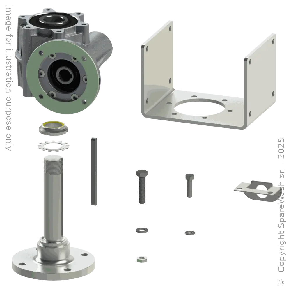 [20101152] WORM GEARBOX TRANSTECNO CWT 050 I:12 P80B14 CUSTOM MADE SHAFT + BRACKET
