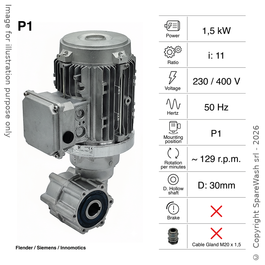 MOTORIDUTTORE FLENDER 1,5KW I:11 129,1RPM 230-400V 50HZ