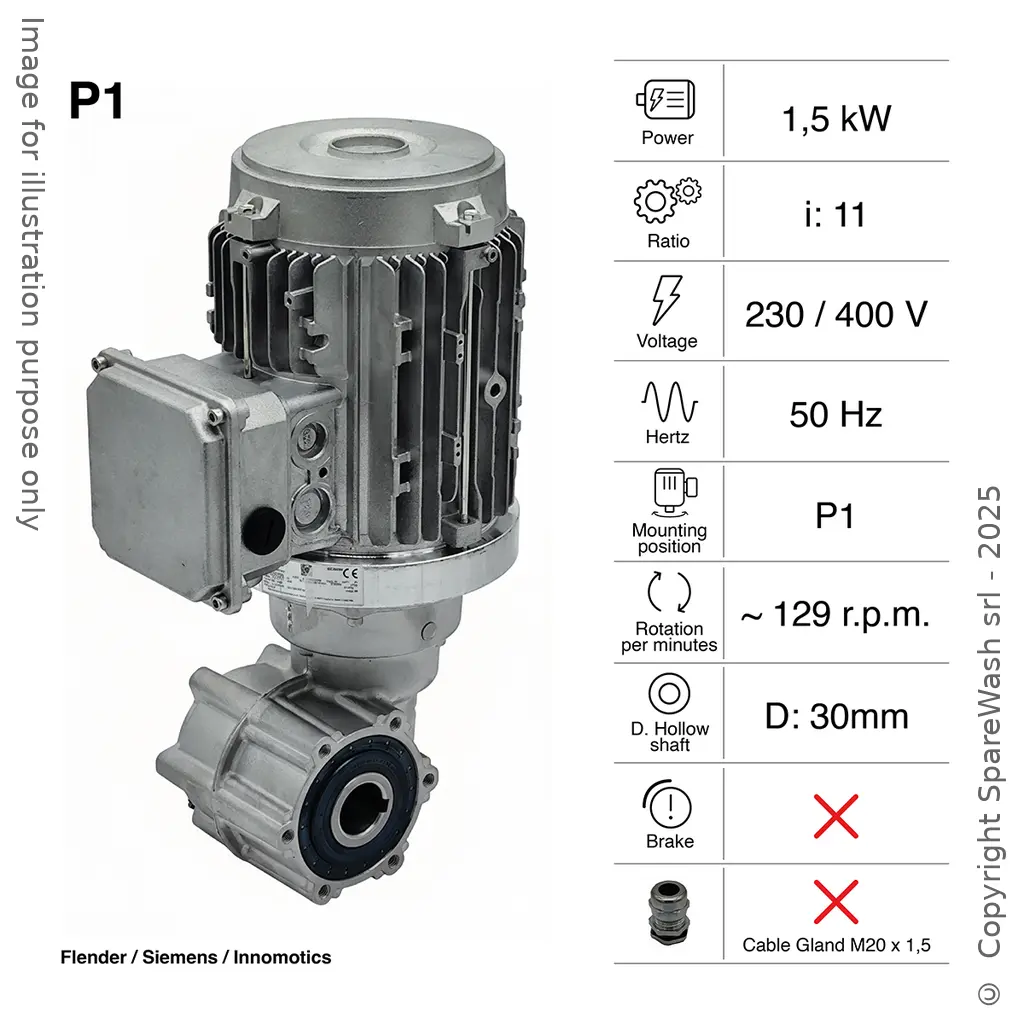 MOTORREDUCTOR FLENDER 1,5KW I:11 129,1RPM 230-400V 50HZ