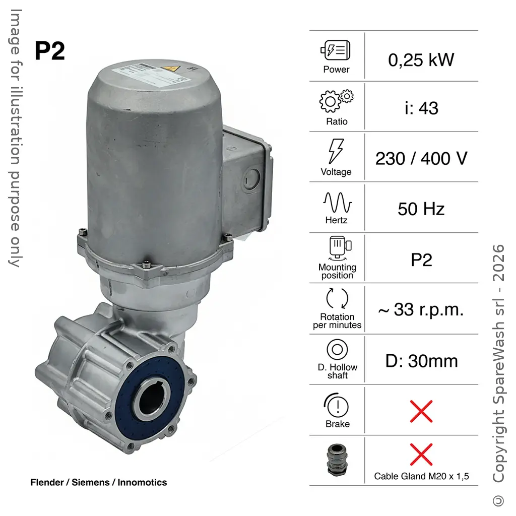 GEARMOTOR FLENDER 0,25KW I:43 33,0RPM 230-400V 50HZ