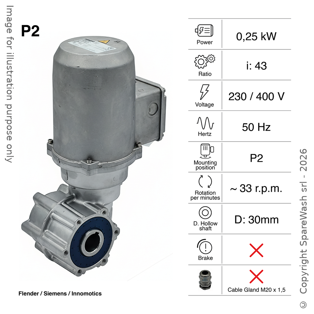MOTORIDUTTORE FLENDER 0,25KW I:43 33,0RPM 230-400V 50HZ