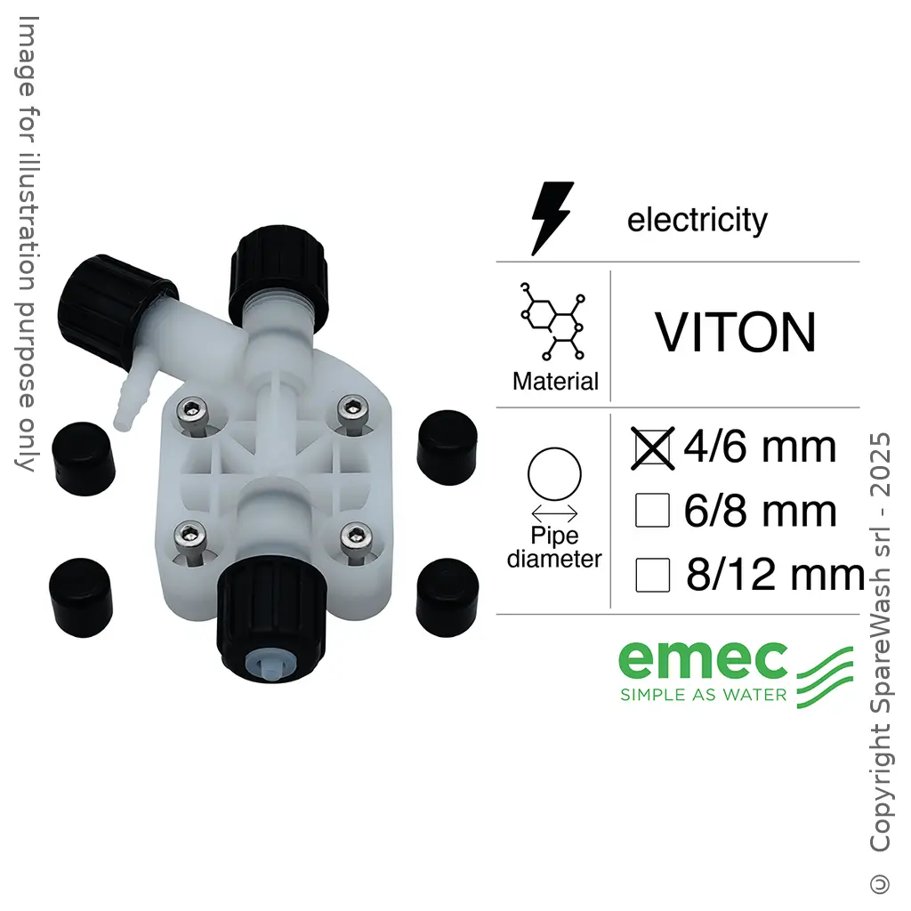 TESTATA POMPA DOSATRICE ELETTRICA TUBO 4/6 VITON