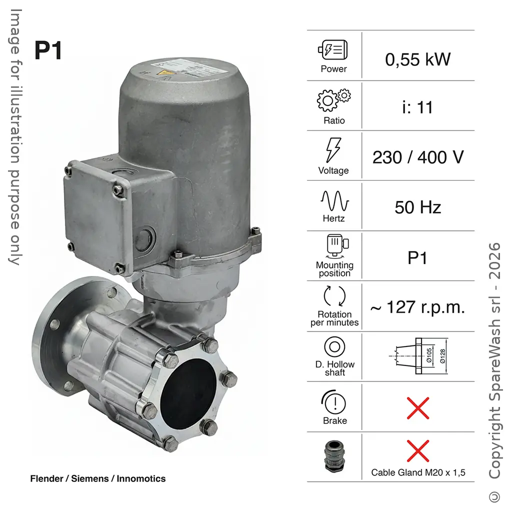 MOTORÉDUCTEUR FLENDER 0,55KW I:11 127,3RPM 230-400V 50HZ AVEC AXE