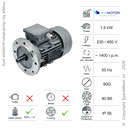 MOTORE 1,5KW 90G B5 4P 230-400V 50HZ IP56 CV