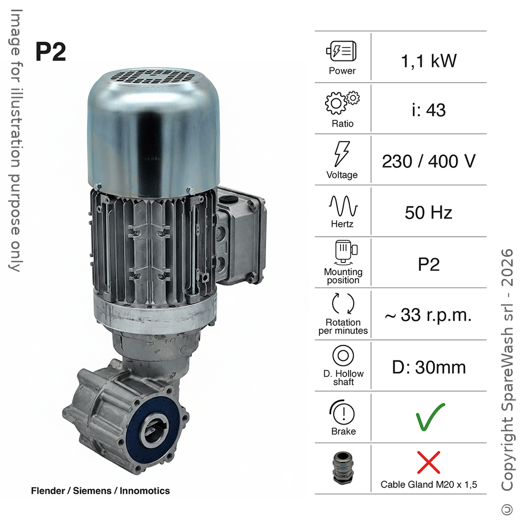 [20200497] GETRIEBEMOTOR MIT BREMSE FLENDER 1,1KW I:43 33,0RPM 230-400V 50HZ