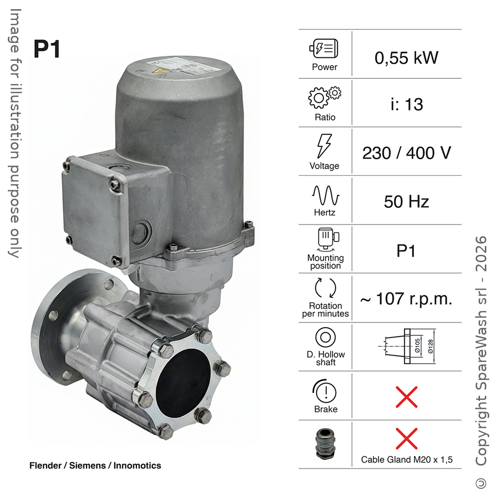 GETRIEBEMOTOR FLENDER 0,55KW I:13 107,7RPM 230-400V 50HZ MIT ANTRIEBSWELLE