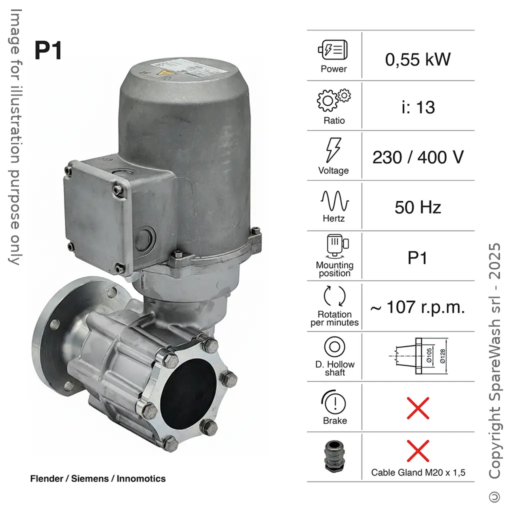 MOTORREDUCTOR FLENDER 0,55KW I:13 107,7RPM 230-400V 50HZ + EJE