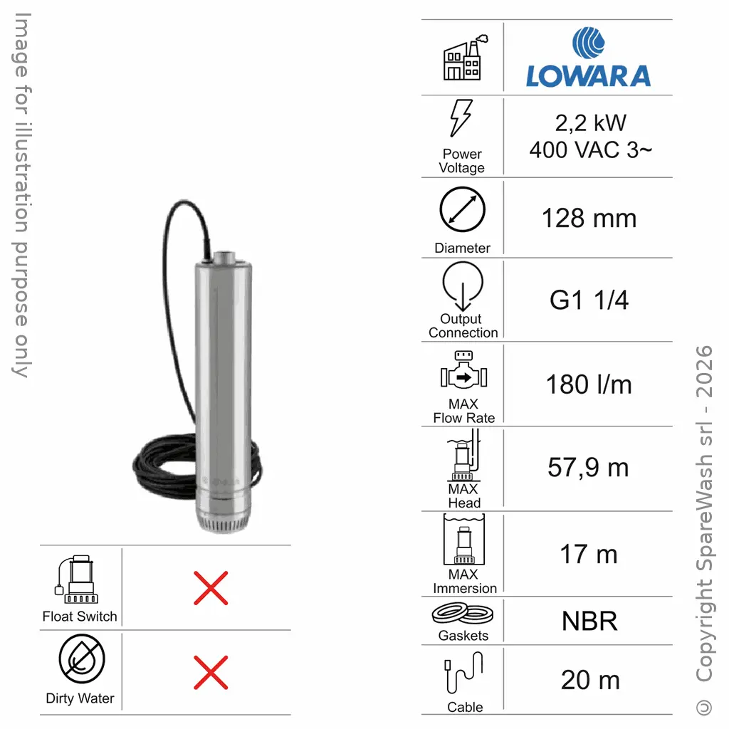 KLARWASSER-TAUCHPUMPE LOWARA 8SC6/22/5 2,2KW 400V