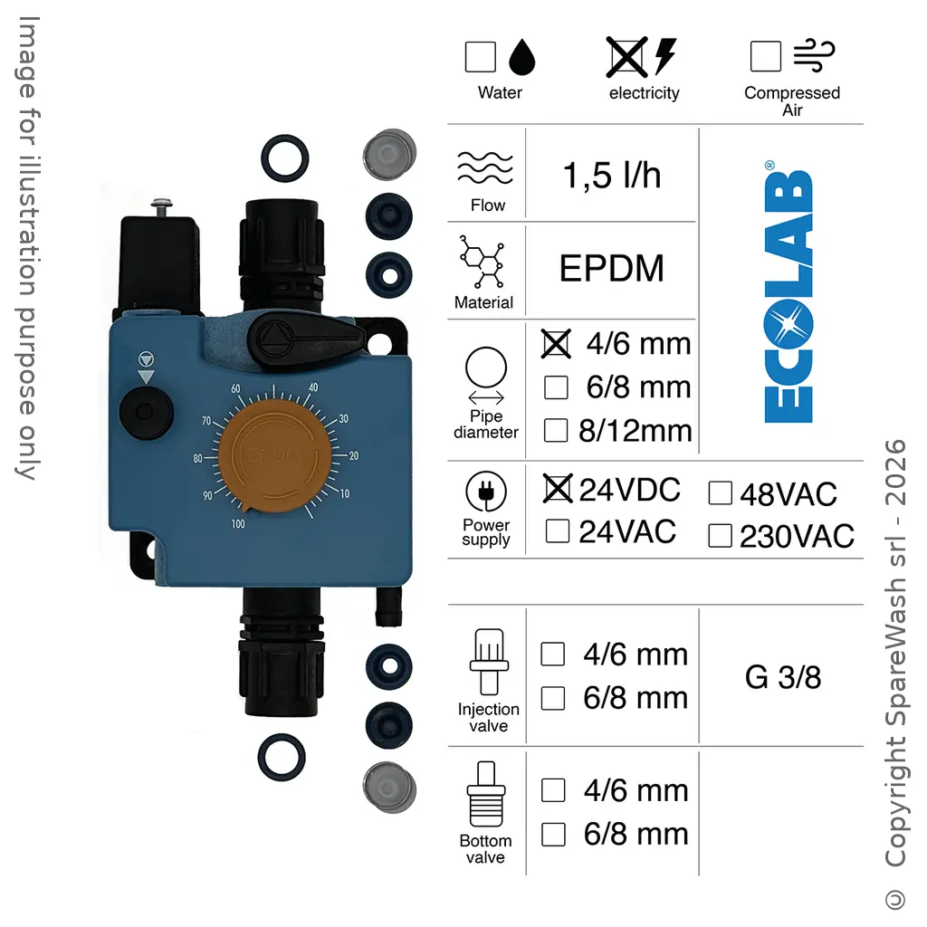 POMPA DOSATRICE PNEUMATICA 1,5L/H 24VDC EPDM