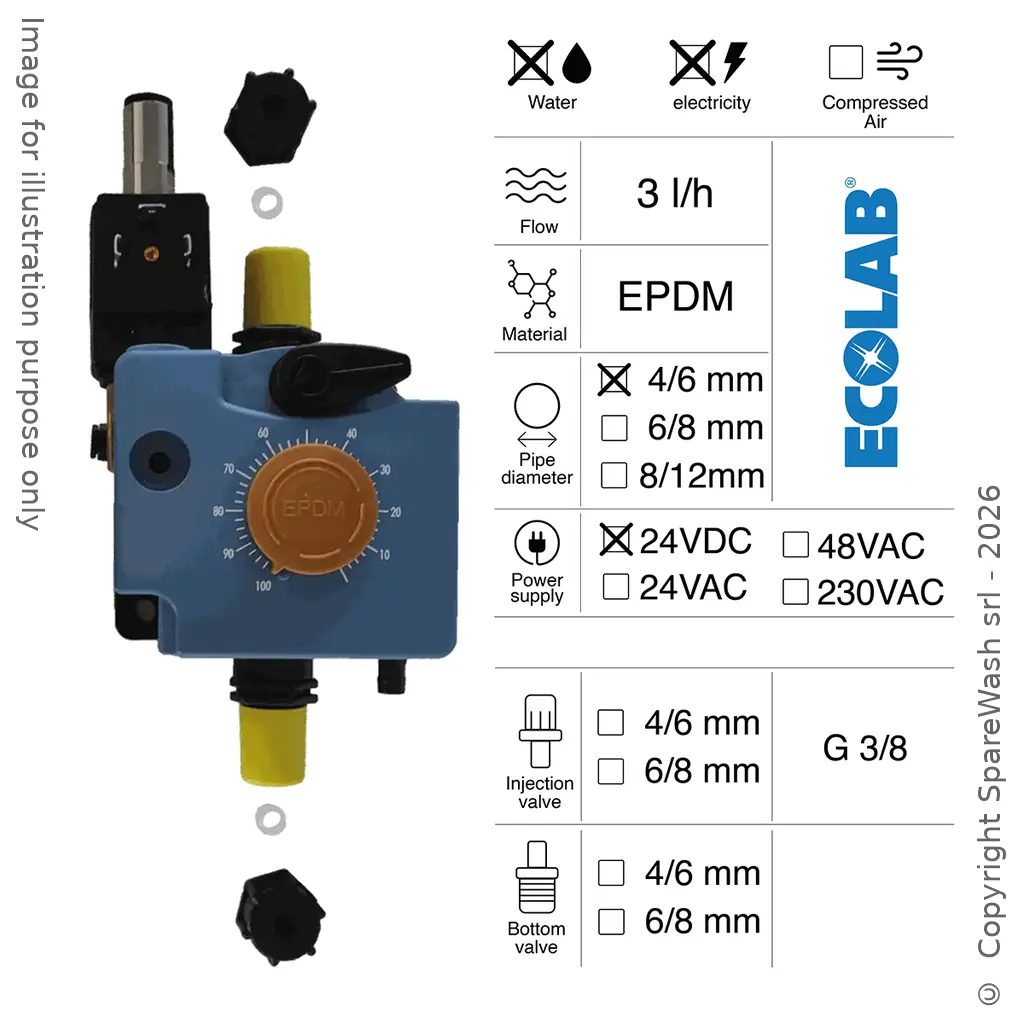 POMPA DOSATRICE IDRAULICA 3L/H 24VDC EPDM