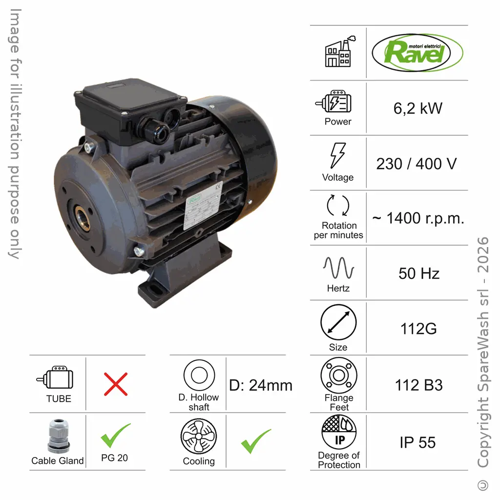 MOTEUR 6,2KW 112G B3 4P 230-400V 50HZ IP55 CV