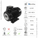 MOTEUR 2,2KW 100G B3 4P 230-400V 50HZ IP55 CV