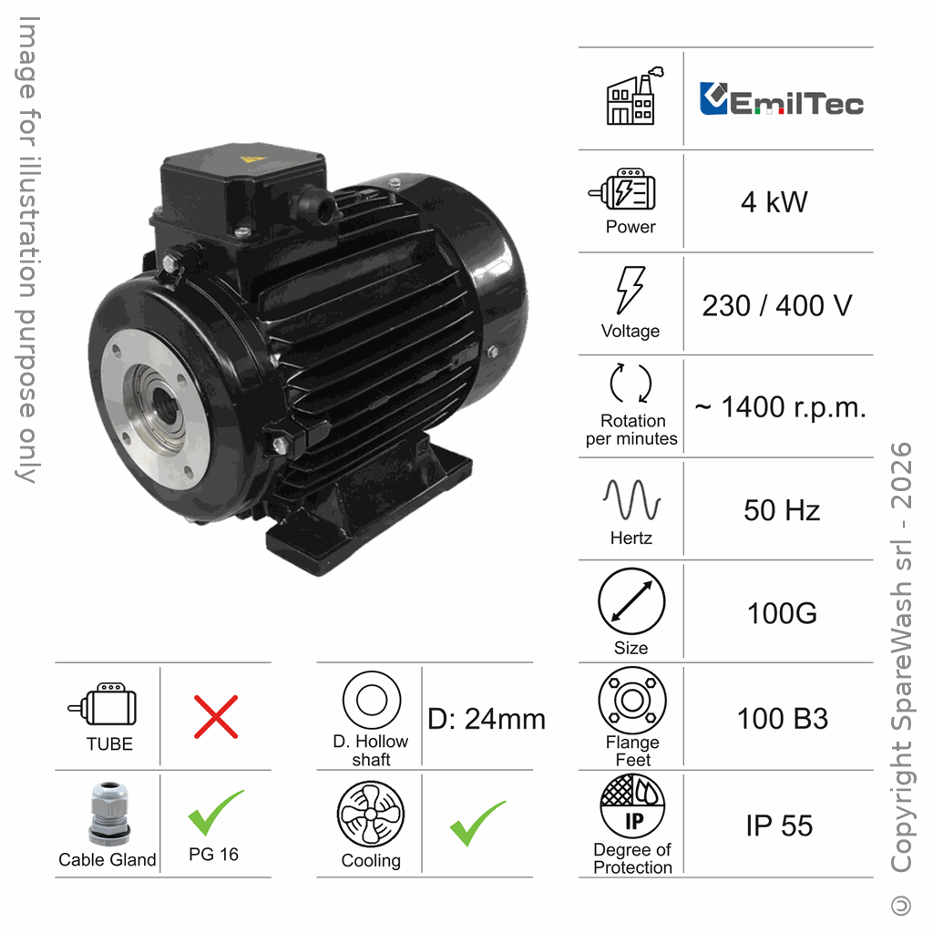 [10100752] MOTEUR 4KW 100G B3 4P 230-400V 50HZ IP55 CV