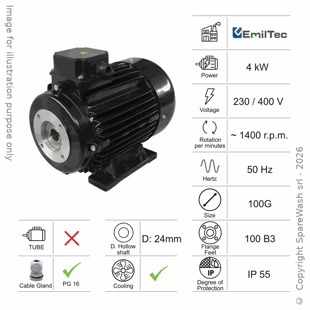 MOTOR 4KW 100G B3 4P 230-400V 50HZ IP55 CV