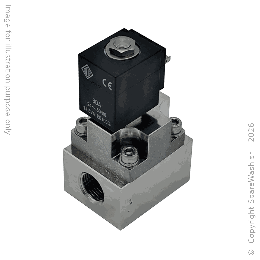 HIGH PRESSURE SOLENOID VALVE 2/2 G1/2 24VAC PBT NC 150BAR STAINLESS STEEL