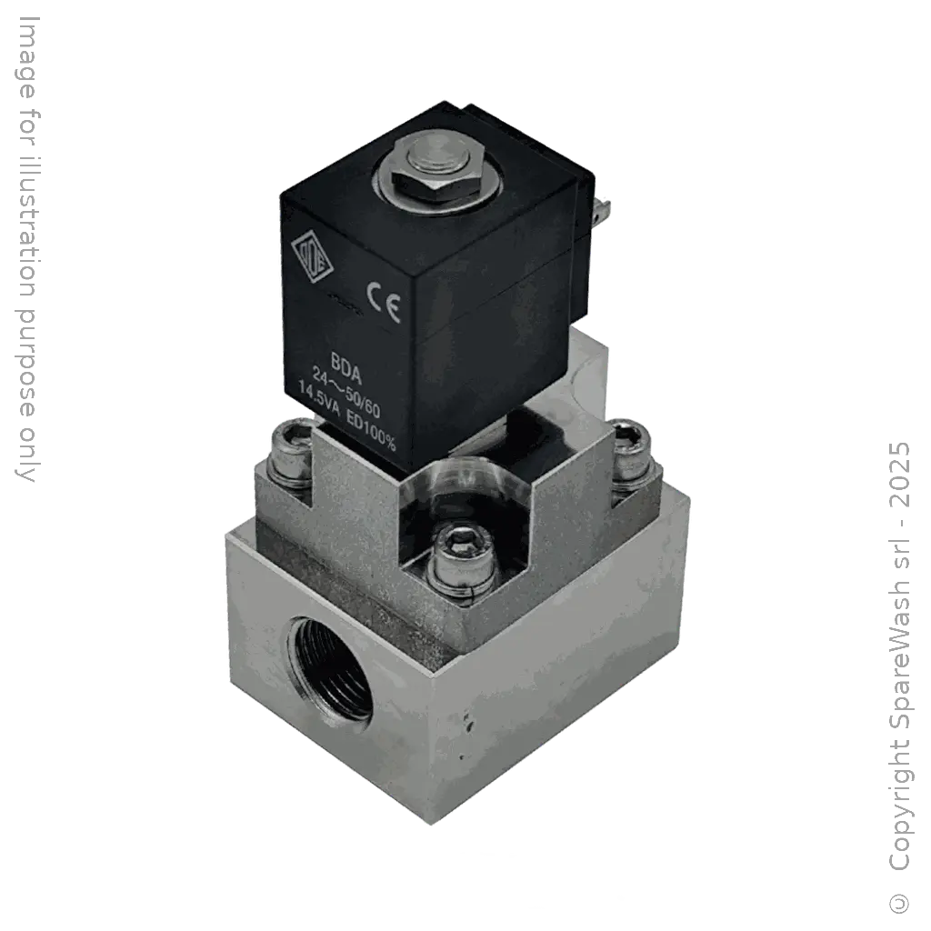 [60400116] HIGH PRESSURE SOLENOID VALVE 2/2 G1/2 24VAC PBT NC 150BAR STAINLESS STEEL