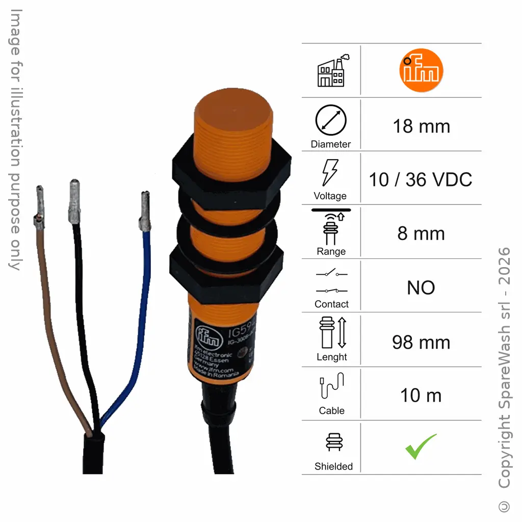 INDUCTIVE SENSOR D18 L98 NO - CABLE 10M - 8MM PNP 10/36VDC