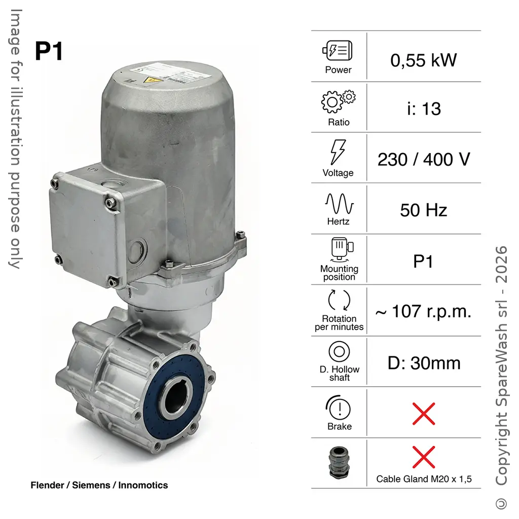 GEARMOTOR FLENDER 0,55KW I:13 107,7RPM 230-400V 50HZ