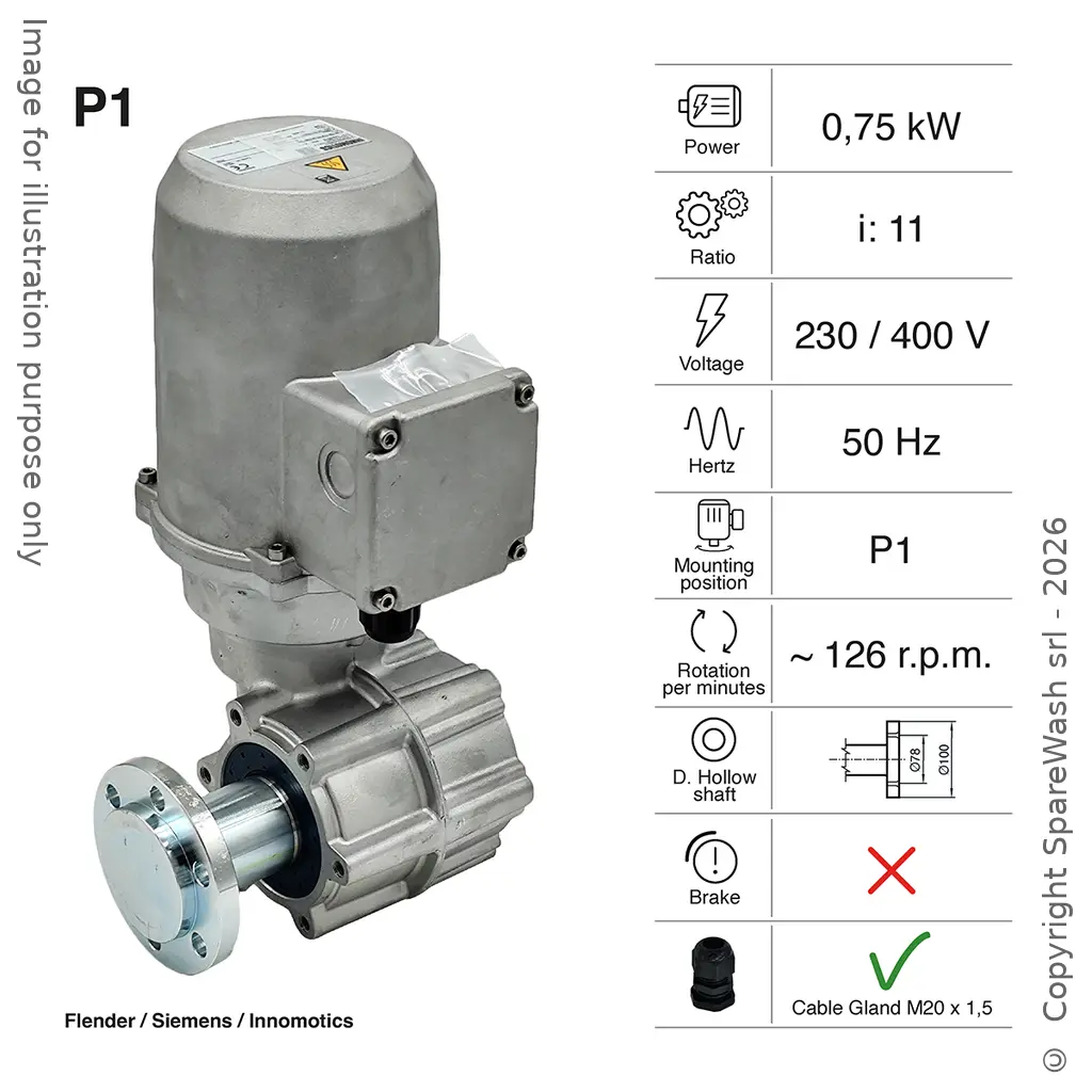 GEARMOTOR FLENDER 0,75KW I:11 125,5RPM 230-400V 50HZ SHAFT INCLUDED