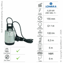 SUBMERSIBLE WASTEWATER PUMP LOWARA DOC3 0,25KW 230V