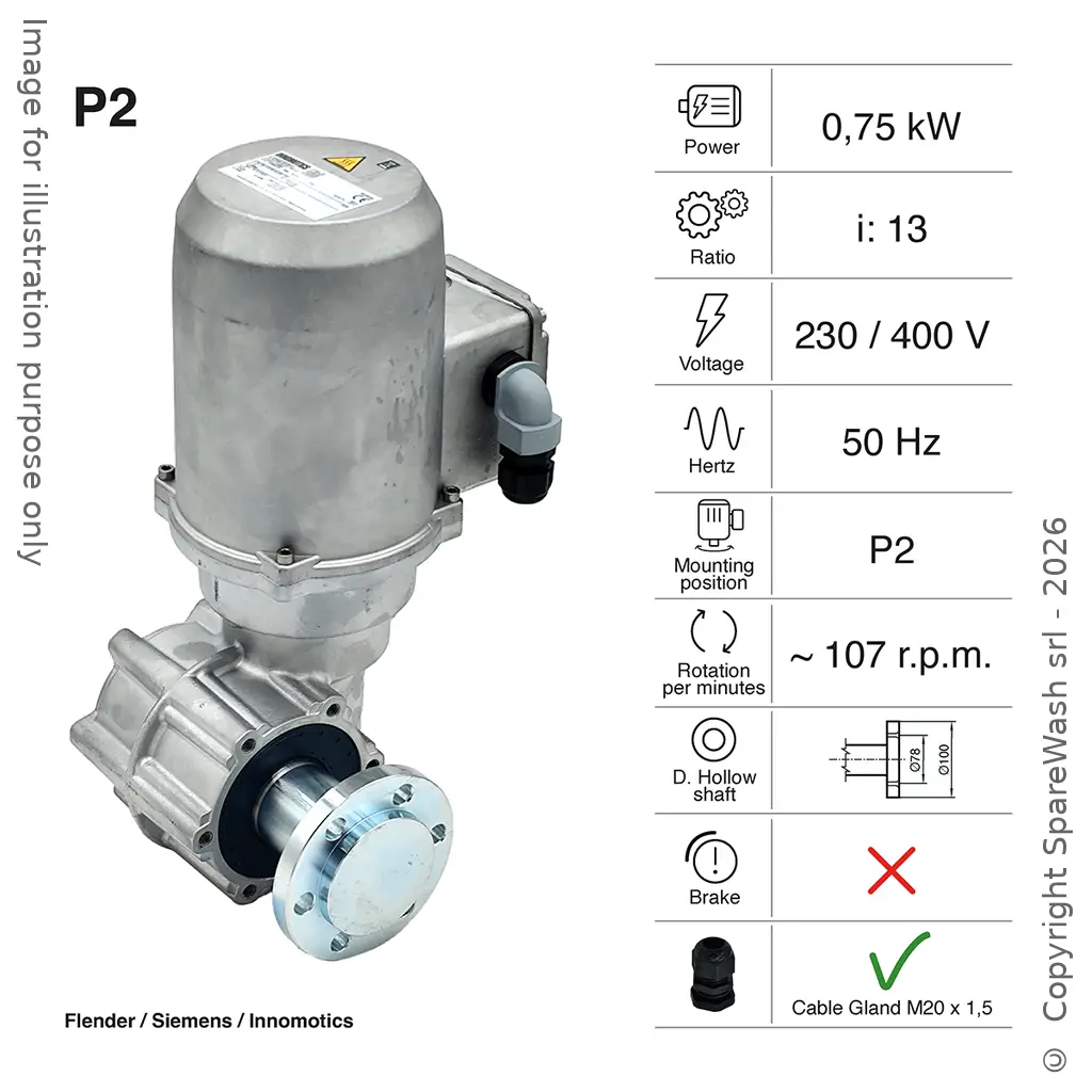 MOTORREDUCTOR FLENDER 0,75KW I:13 106,2RPM 230-400V 50HZ + EJE