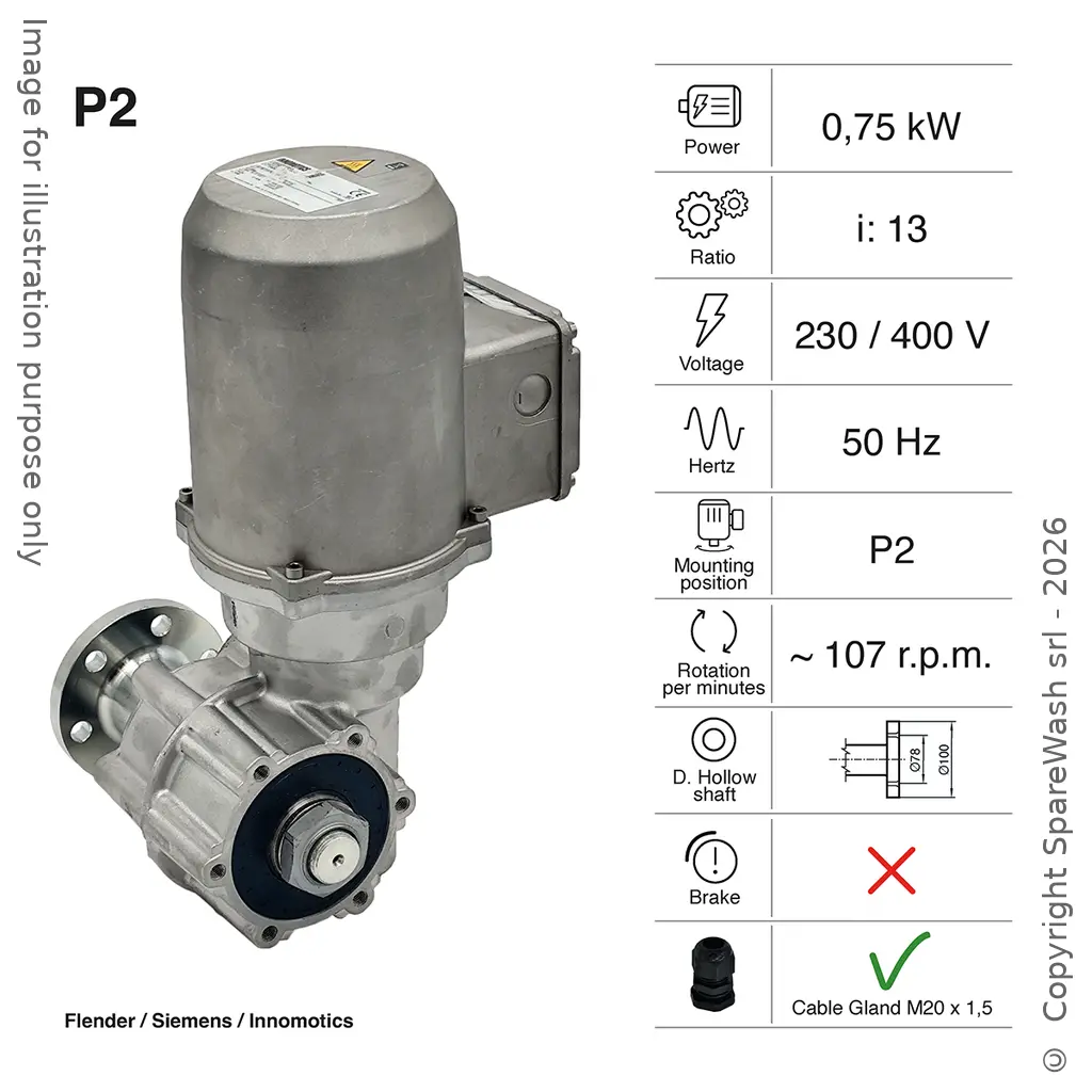 GEARMOTOR FLENDER 0,75KW I:13 106,2RPM 230-400V 50HZ SHAFT INCLUDED