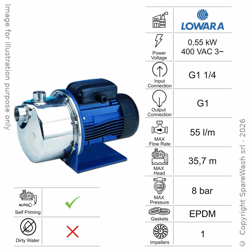 ZENTRIFUGAL-DRUCKERHÖHUNGSPUMPE LOWARA BG5 0,55KW 400V