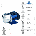 ZENTRIFUGAL-DRUCKERHÖHUNGSPUMPE LOWARA BG5 0,55KW 400V