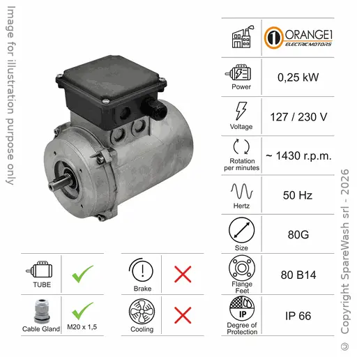 [10100417] MOTORE TUBE 0,25KW 80G B14 4P 127-230V 50HZ IP66 SV
